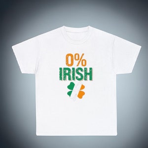 0% Irländsk t-shirt, St. Patrick's Day t-shirt, Saint Patrick's irländsk unisex t-shirt i kraftig bomull, Shamrock, grön vit och orange t-shirt bild 6