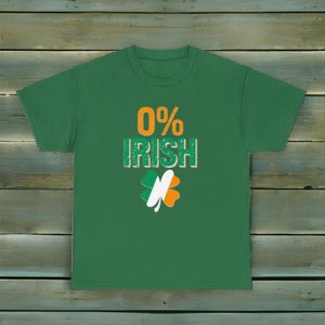 0% Irländsk t-shirt, St. Patrick's Day t-shirt, Saint Patrick's irländsk unisex t-shirt i kraftig bomull, Shamrock, grön vit och orange t-shirt bild 5