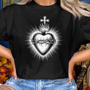 Catholic Comfort Colors T-Shirt, Sacred Heart of Jesus Catholic Shirt, Traditional Catholic Gift, Religious Roman Catholic Apparel