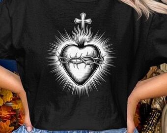 Catholic Comfort Colors T-Shirt, Sacred Heart of Jesus Catholic Shirt, Traditional Catholic Gift, Religious Roman Catholic Apparel