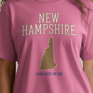 Comfort Colors New Hampshire Live Free or Die T-Shirt, State Pride New Hampshire Tee, Unique New Hampshire Souvenir, Gift for NH Lovers