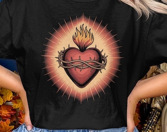 Catholic Saint T-Shirts, Sacred Heart of Jesus T-Shirt, Roman Catholic Apparel, Comfort Colors T-Shirt for Devout Catholics