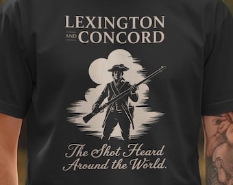 Lexington och Concord T-shirt, Revolutionskriget-tröja, Skott hördes runt om i världen, Patriotiska komfortfärger T-shirt