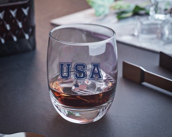 Vaso de whisky de EE. UU., vaso de whisky con bandera estadounidense, vaso patriótico, vaso de whisky del 4 de julio, Estados Unidos de América
