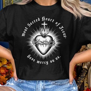 Most Sacred Heart of Jesus T-Shirt, Catholic Saint T-Shirts, Comfort Colors T-Shirt, Traditional Catholic Gift, Religious Catholic Tee