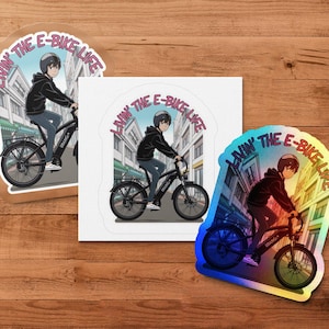 Livin&#39; the E-Bike Life Sticker, Perfect for Cycling Enthusiasts, Customizable Options, Great for Car Windows, Bike Lovers Gift