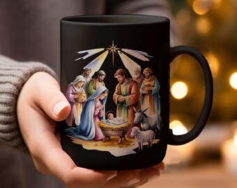 Nativity Scene Christmas Mugs, Religious Mugs, Jesus Mugs, Christian Gift Idea, Mugs and Glassware, Available in 11oz 15oz