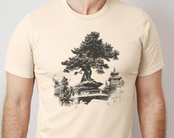 Bonsai Shirt Vintage Retro Tree Plant Shirt Japanese Zen Nature Shirt Gift Bonsai Tree Lover Gift Outdoor Travel Tee Gardener Gifts For Him