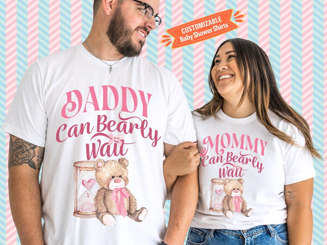 Baby Shower Shirts Custom Names We Can Bearly Wait Matching Family