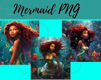Black Ariel Little PNG File Digital Sublimation PNGs, Wrap Download, Empowerment, Black Mermaid PNG, Black Girl Magic, Black Girl Mermaid