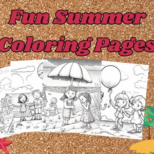 Summer Coloring Pages, Fun Summer Coloring, Printable Coloring Page for Children, Summer Themed Illustrations to Colour