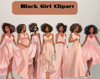 Cute Black Girl clipart, Black Woman ClipArt, pegatinas digitales, pegatinas de planificador digital, Black Girl Clipart, Boss Girl Clipart, Black Queen