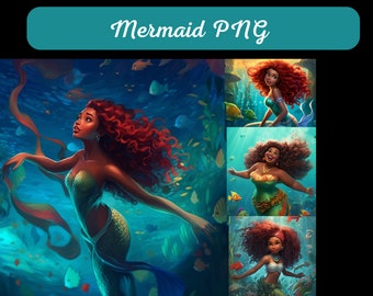 Black Ariel Little PNG Archivo Digital Sublimation PNGs, Wrap Download, Empowerment, Black Mermaid PNG, Black Girl Magic, Black Girl Mermaid PNG