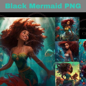 Black Ariel Little PNG File Digital Sublimation PNGs, Wrap Download, Empowerment, Black Mermaid PNG, Black Girl Magic,Black Girl Mermaid SVG