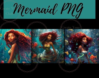 Black Ariel Little PNG File Digital Sublimation PNGs, Wrap Download, Empowerment, Black Mermaid PNG, Black Girl Magic, Black Girl Mermaid SVG