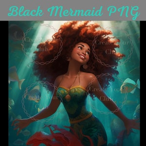 Black Ariel Little PNG File Digital Sublimation PNGs, Wrap Download, Empowerment, Black Mermaid PNG, Black Girl Magic,Black Girl Mermaid SVG