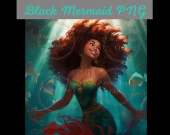 Black Ariel Little PNG File Digital Sublimation PNGs, Wrap Download, Empowerment, Black Mermaid PNG, Black Girl Magic, Black Girl Mermaid SVG