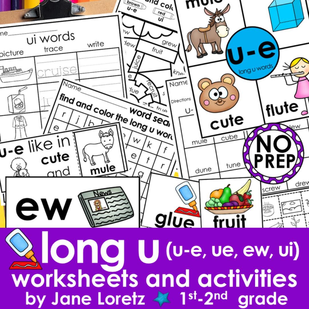 Long U Vowel Sound Worksheets and Activities First Grade, Second Grade ...