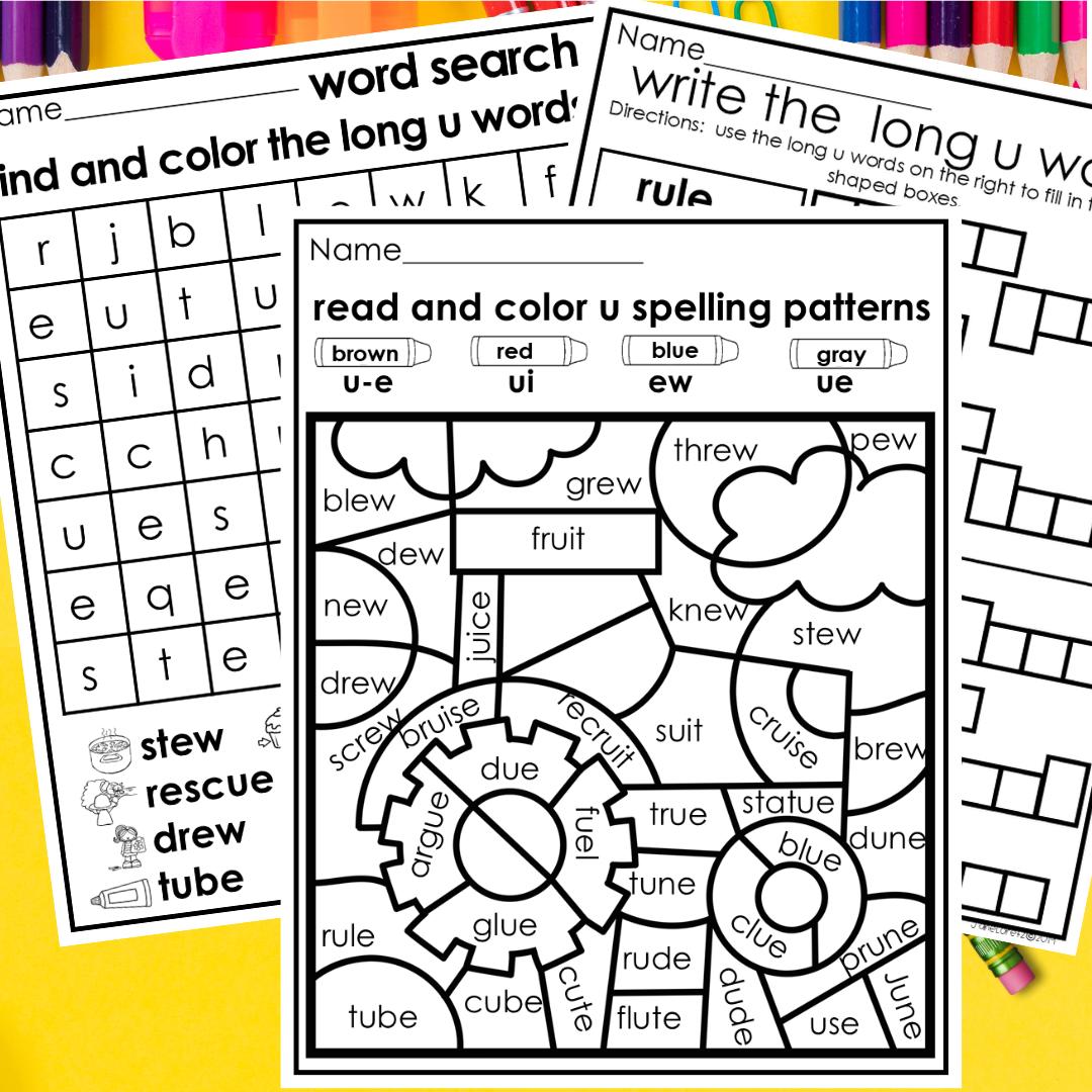 Long U Vowel Sound Worksheets and Activities First Grade, Second Grade ...