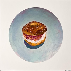 Everything Bagel with Lox Art Print - NY Bagel Original Wall Art