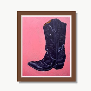 Pink Cowgirl Boot Art Print - Cowboy Boot Western Wall Art