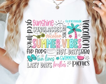 Summer Vibes Vacation tshirt, Neon Colors Summer Shirt, Beach Trip Tee, Holiday Vacation Shirt, Family Vacation Comfort Colors T-shirt