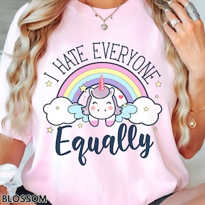 Unicorn Rainbow Shirt, I Hate Everyone Equally, Funny Comfort Colors Tee