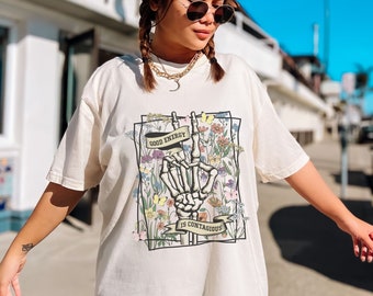 Comfort Colors Good Energy Is Contagious T-shirt, Good Energy Skeleton Hand Wildflower Butterfly Shirt, Good Vibes Tees, Positivity T-shirts