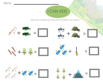 Dodawanie, Ćwiczenie dodawania dla uczniów przedszkola i pierwszej klasy, Temat obozowania