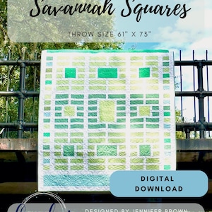 Patrón de edredón Savannah Squares // Patrón de costura con diseño de mapa moderno, manta de tamaño king, regalo, decoración fresca