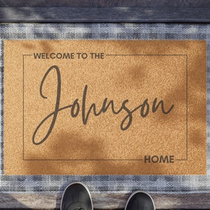 Personalized Welcome Doormat, Custom Door Mat, Outdoor, Last Name Doormat, Front Door Decor, Housewarming Gift, Wedding Gift, Closing Gift