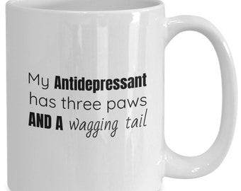 Funny white mug for tripawd lovers, Funny gift for cat lovers, Dog gifts for women, Dog gifts for men, Cat themed gift, Dog themed gifts