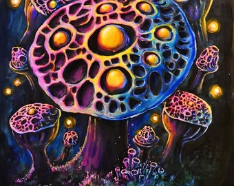 Magic mushroom UV tapestry