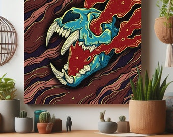 UV tapestry with trippy animal skull