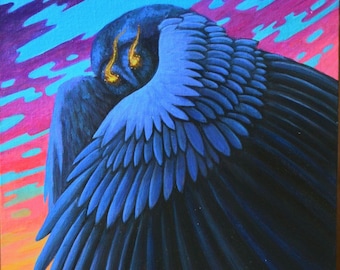 glowing painting with owl