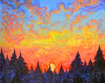 Sunset forest UV tapestry
