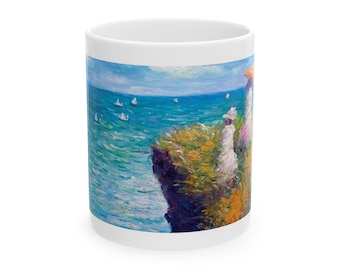 Monet - The Promenade on the Cliff Ceramic Mug, (11oz)