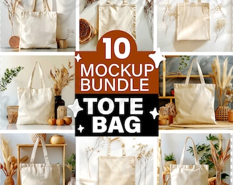 Maqueta de 10 bolsas de mano, bolsa de mano de algodón natural, estilo bohemio chic, maquetas de bolsas de compras, maqueta de bolsas de mano, maqueta de regalo, maqueta de mochila escolar, bolsa POD Jpg