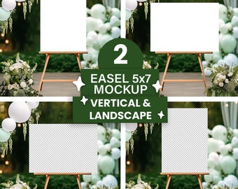 2 x Glamour Party Easel Mockup 5x7 / Easel Mockup Baby Shower Easel Mock Up Canvas / Mockup Bundle Set / Tabla de asientos & Maqueta de cartel de bienvenida