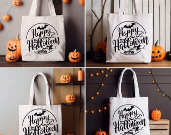 Halloween Tote Bag Mockup Bundle, JPG Canvas Tote Bag Mockup, Fall Tote Bag Mockup, Autumn Tote Bag Mockup, Natural, Organic, White Tote Bag