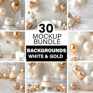 30 Digital Backgrounds, Mockup Bundle, Add Your Own Products, Digital Background Mockup Gold Photography, Flat lay, party, wedding, birthday