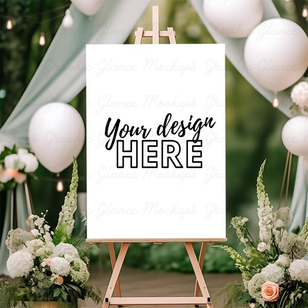 Party Glamour Easel Mockup 5x7  | Easel Mockup Baby Shower Easel Mock Up Canvas | Mockup Bundle Set | Seating Chart & Welcome Sign Mockup