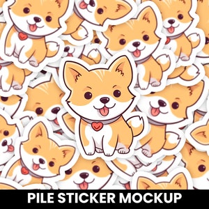 Sticker Pile Mockup | Sticker Mockup | Decal Mockup | Die Cut Sticker Mockup | Photoshop Template | PSD Template | Smart Object Replacement