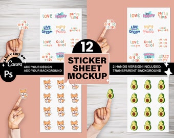 Sticker Sheet Mockup | Sticker Mockup Hand | Decal Mockup | Die Cut Sticker Mockup | Sticker Mockup psd | Smart Object Replacement| png jpeg