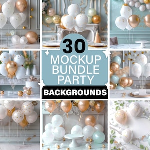 30 Digital Backgrounds, Mockup Bundle, Add Your Own Products, Digital Background Mockup Stock Photography Flat lay, party, wedding, birthday