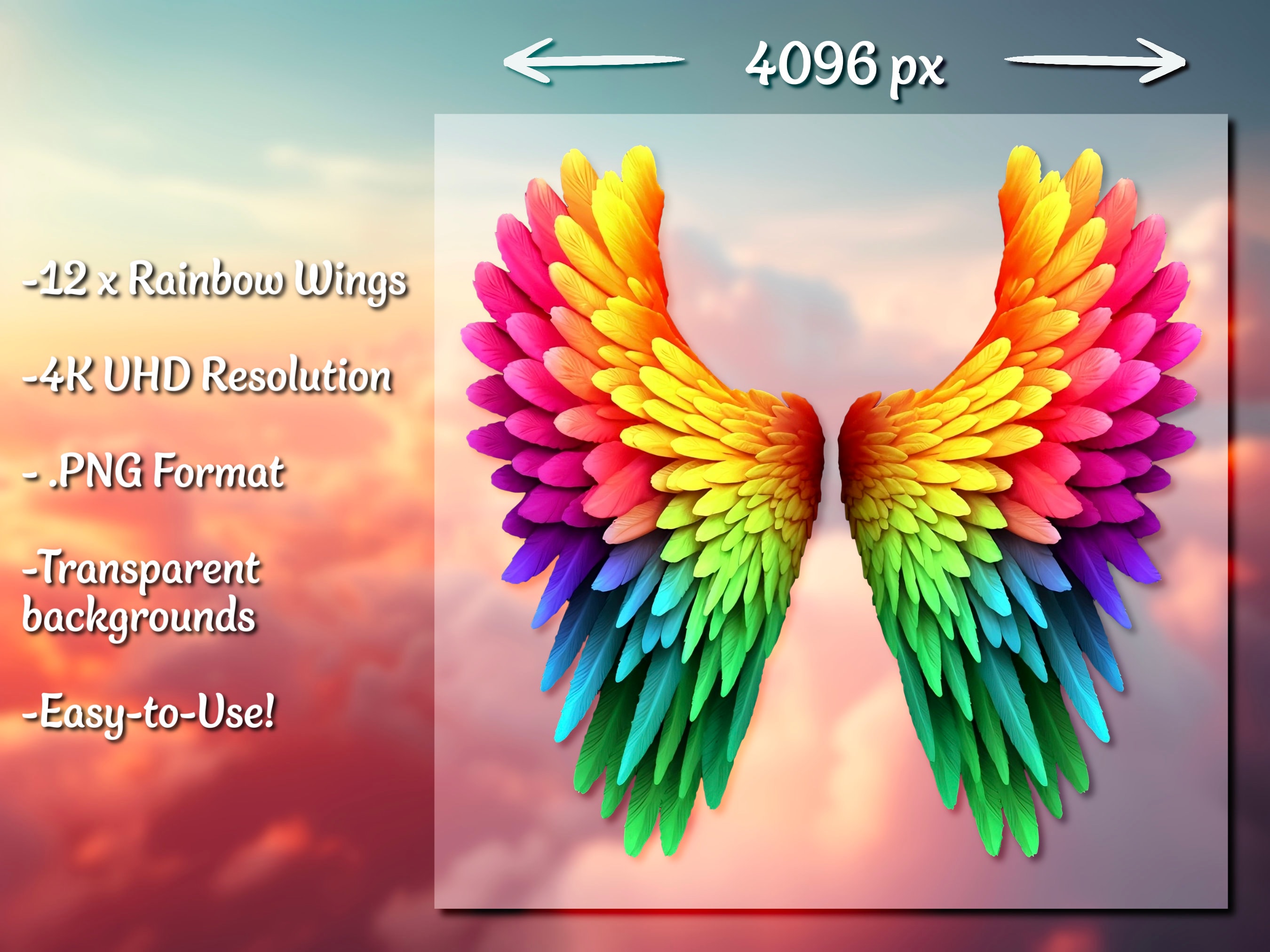 Digital Angel Wings, Overlays, Highresolution Transparent Background PNG Clipart