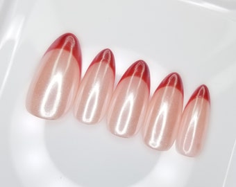 Glazed Red French Tip Press On Nails