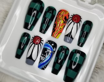 Demon Anime Inspired Press on Nails