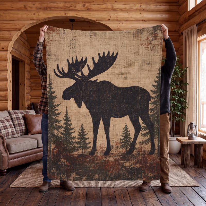 Blanket With Moose Theme - Etsy