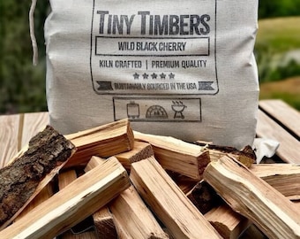 Tiny Timbers - Wild Black Cherry - 15 lb Cotton Bag of 5" Mini Cherry Firewood